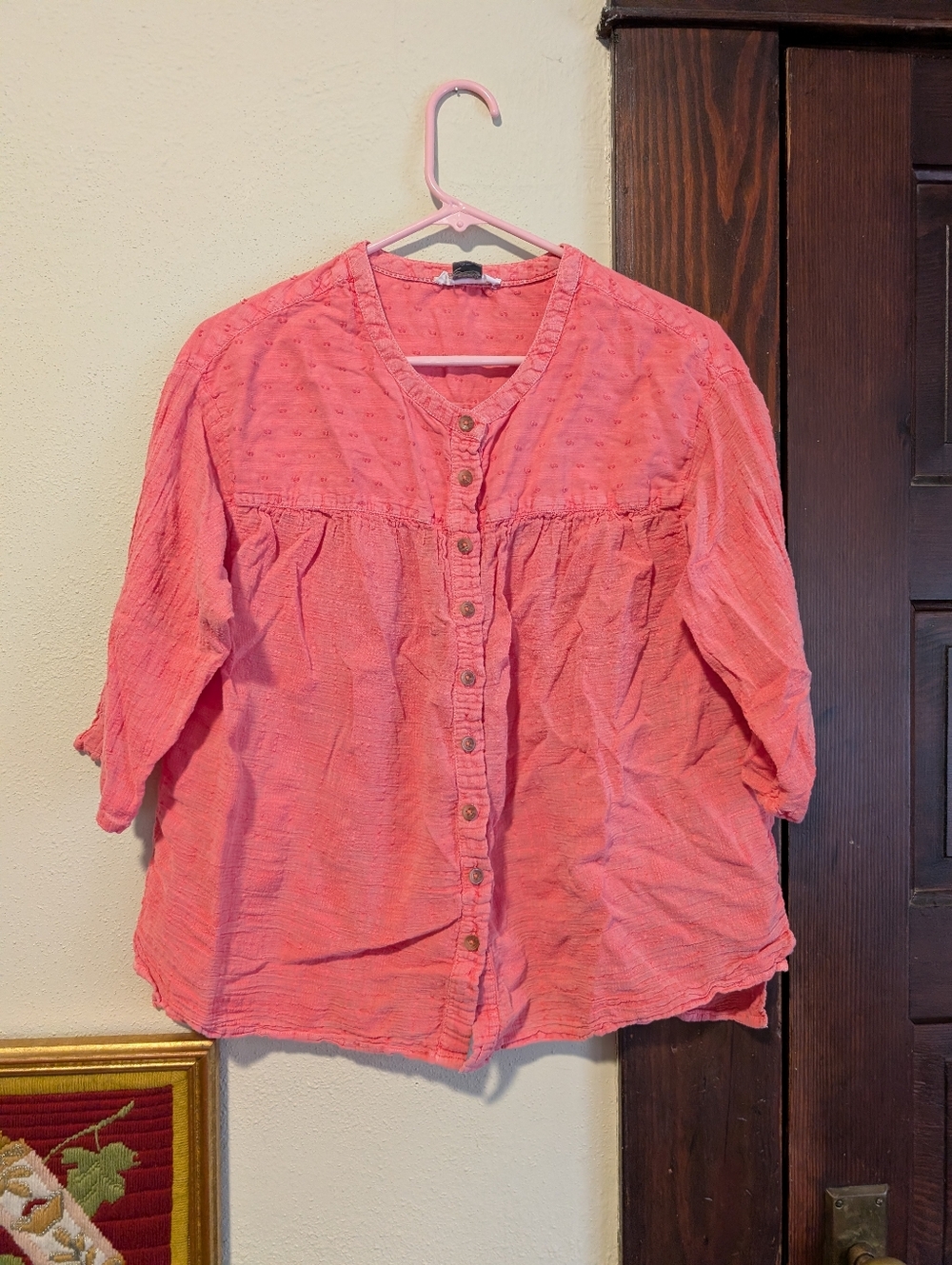 Anthropologie Pilcro Mila Draped Buttondown Shirt In Coral
